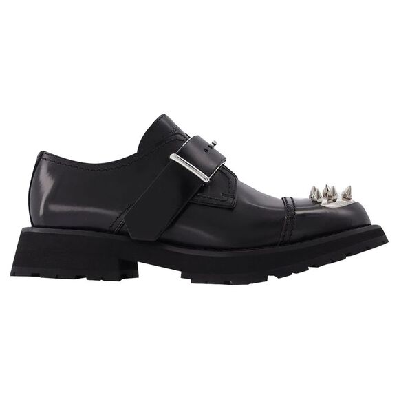 Loafers With Studs in Black Leather